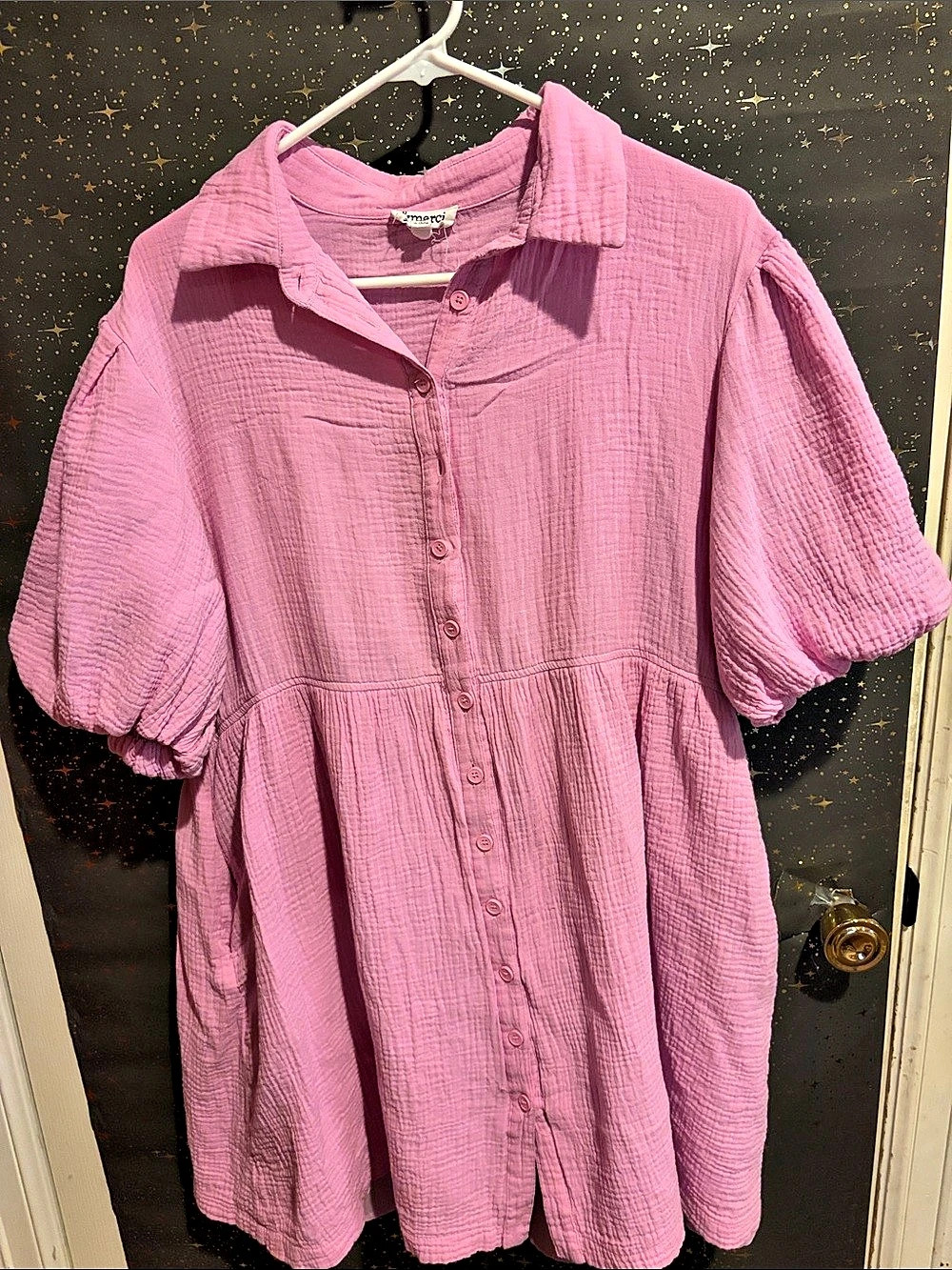 &merci & Pink Button Front Mini Dress